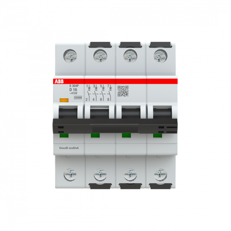 ABB S304P-D16 Sicherungsautomat D-Char., 25 kA, 16A, 4P