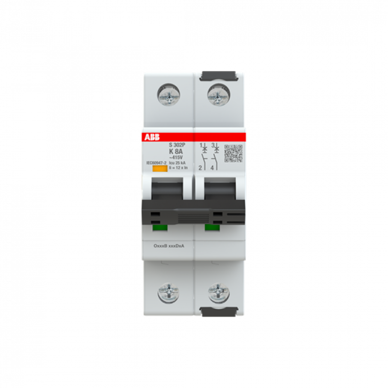 ABB S302P-K8 Sicherungsautomat K-Char., 25 kA, 8A, 2P