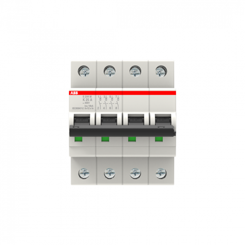 ABB S204M-K25 Sicherungsautomat K-Char., 10 kA, 25 A, 4P