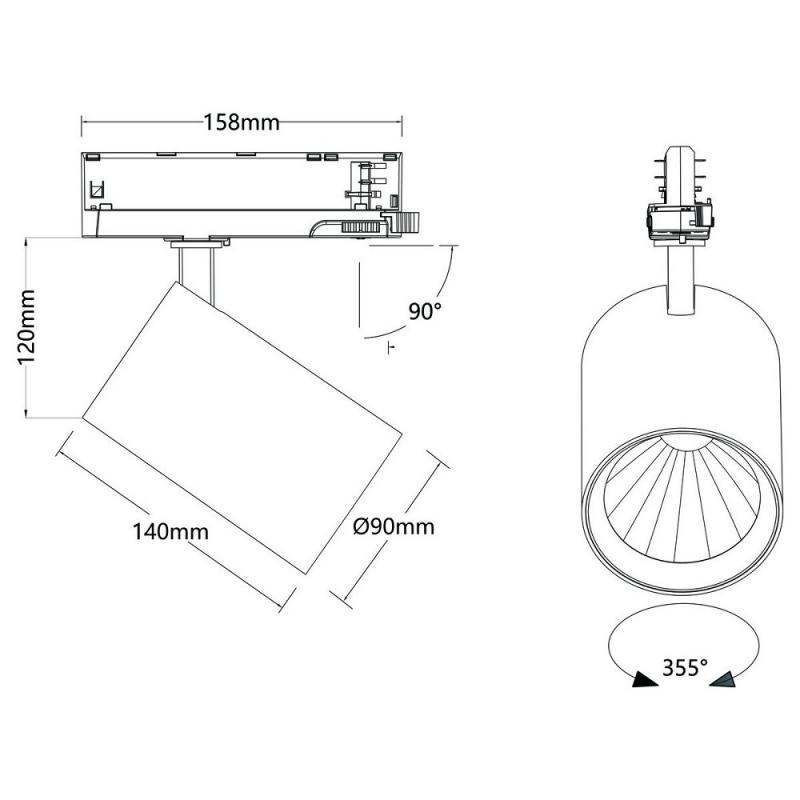 SLV 1010603 TRACKSPOT P 3PH 33W 3000K 47° LED Strahler schwarz – leistungsstarke LED Schienen Beleuchtung bis 5740 lm CRI90