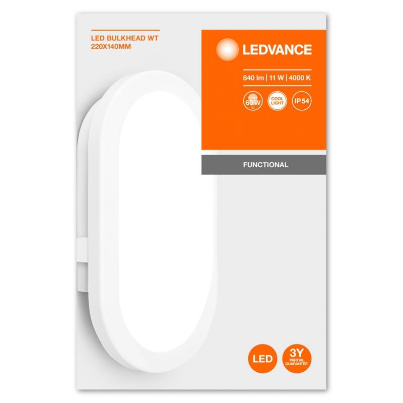 LEDVANCE LED Außen- und Fechtraum Wandleuchte BULKHEAD 4000K IP54 in Weiß