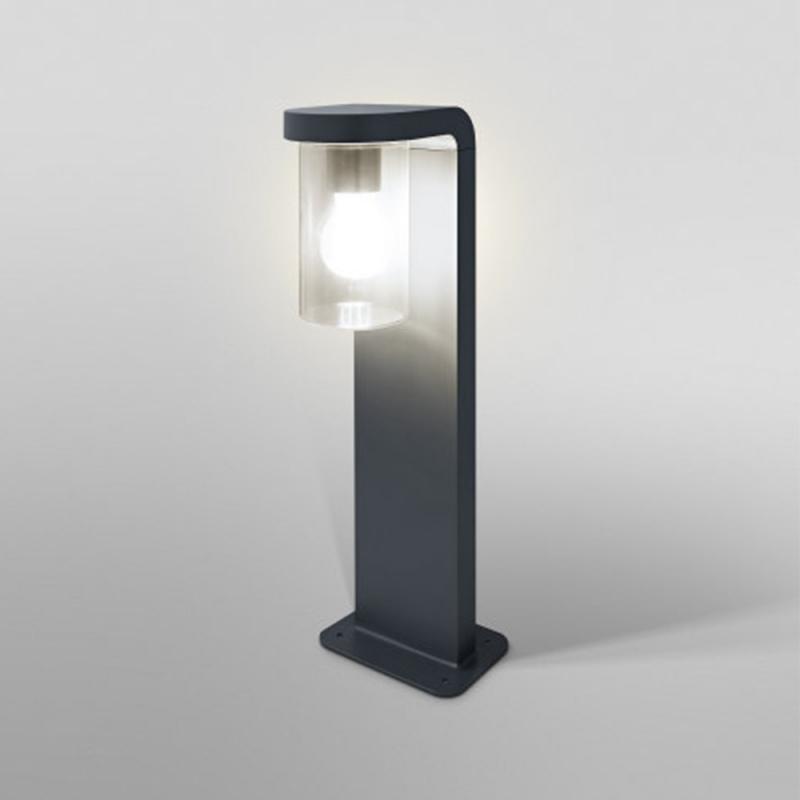 Osram Wegeleuchte CASCADE 50cm hoch flacher Aluminium Standfuß Anthrazit klarer Glaszylinder
