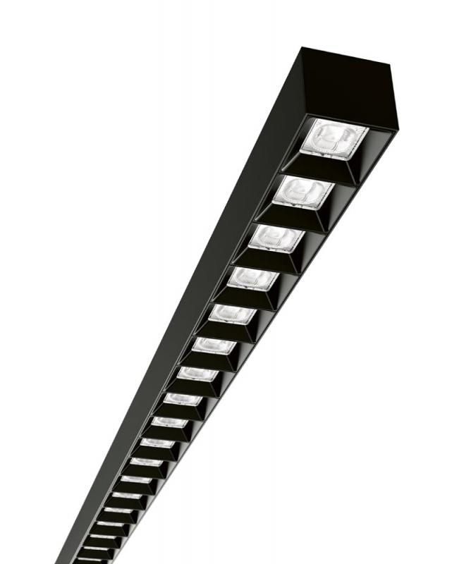 Siteco Silica® 21, direkt/indirekt, Darklight-Reflektor, schwarz, Lichtfarbe 840 UGR ≤ 19, DALI 2, tiefschwarz matt 9110lm