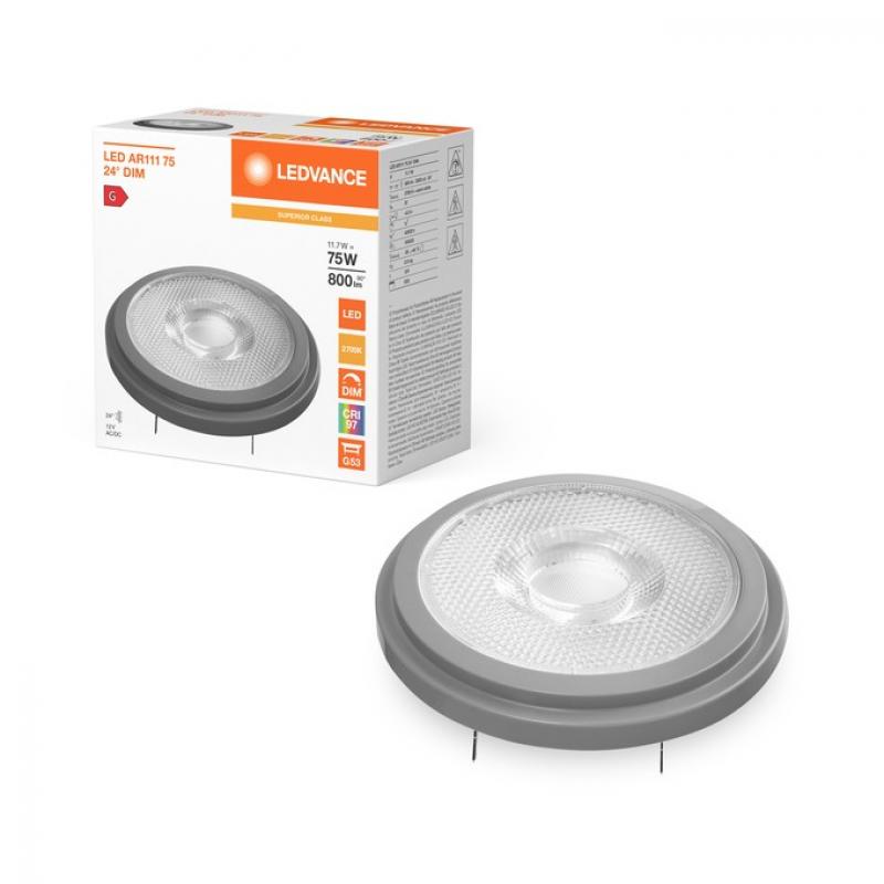 Ledvance G53 AR111 Reflektor 24° 11,7W wie 75W dimmbarer Strahler mit warmweißem Licht 2700K 97Ra