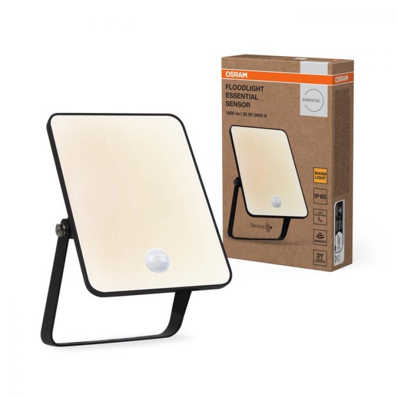 Osram LED Fluter  Floodlight Essential Sensor 20W 3000K warmweißes Licht IP65 schwarz