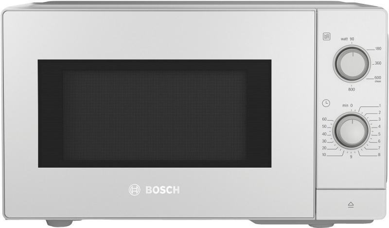 Bosch Serie 2 Mikrowelle, 26 x 44 cm, 800 W, Drehteller, Reinigungsunterstützung, LED-Beleuchtung gleichmäßige Ausleuchtung FFL020MW0