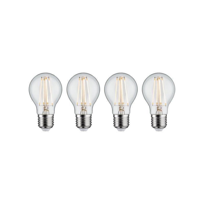 4-er E27 Paulmann 5082 Filament LED Birnenform 7,5W wie 60W 3 Step dimmbar klares Glas 2700K warmweißes Licht
