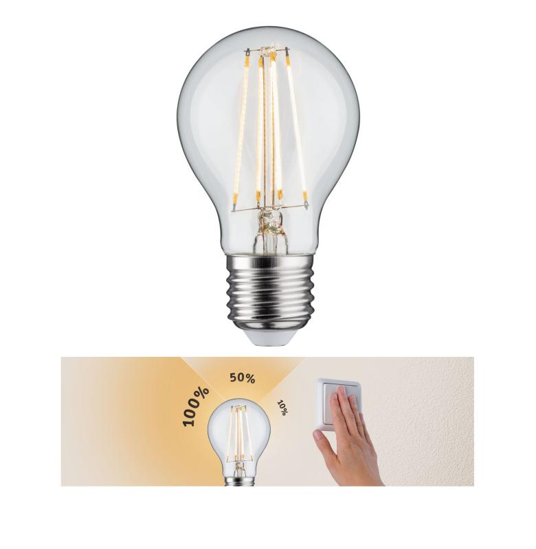 4-er E27 Paulmann 5082 Filament LED Birnenform 7,5W wie 60W 3 Step dimmbar klares Glas 2700K warmweißes Licht