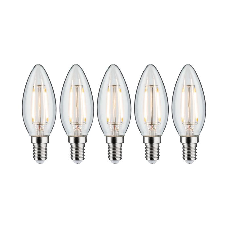 5er Paulmann 5092 LED Filament Kerzen E14 2,6W wie 25W klar 2700K warmweißes Licht