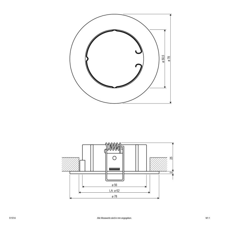EVN 511014 Deckeneinbauleuchte Chrom ohne Fassung Einbaudurchmesser 62 mm