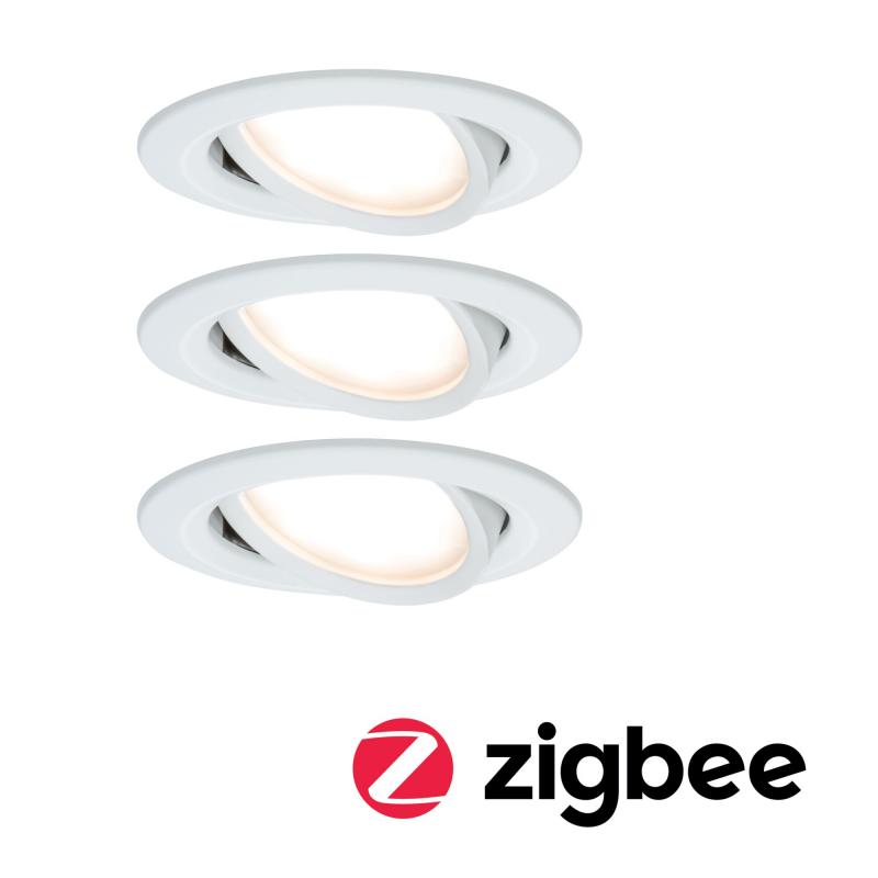3er Set Einbauleuchten Nova Coin Paulmann 5140 warmweiß ZigBee Cephei Weiß