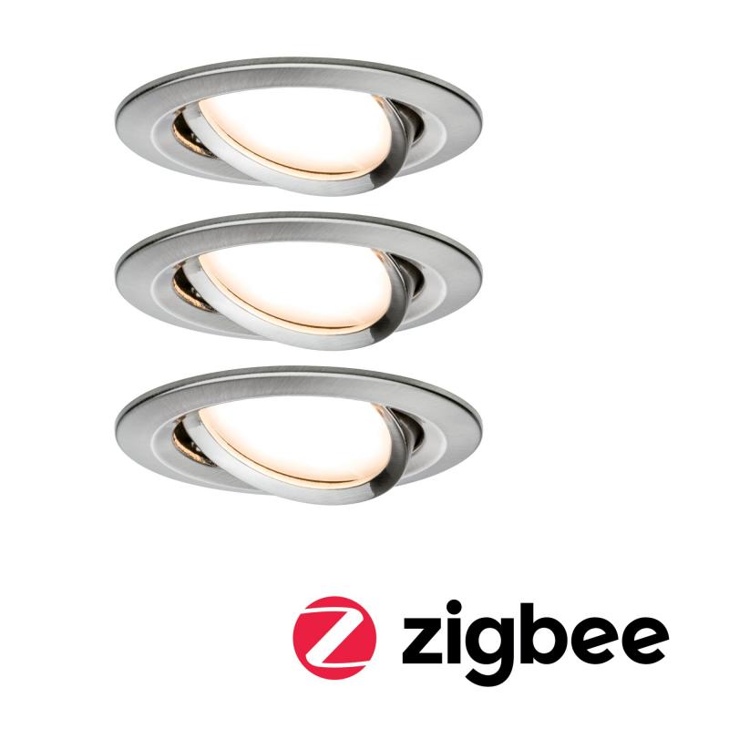 3er Set Einbauleuchten Nova Coin Paulmann 5141 mit ZigBee Cephei Controller
