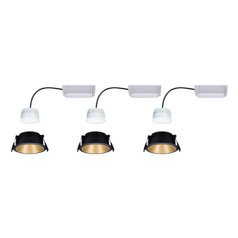 Paulmann 5146 3er Set Einbauleuchten mit ZigBee Coin Modulen dimmbar Schwarz Gold