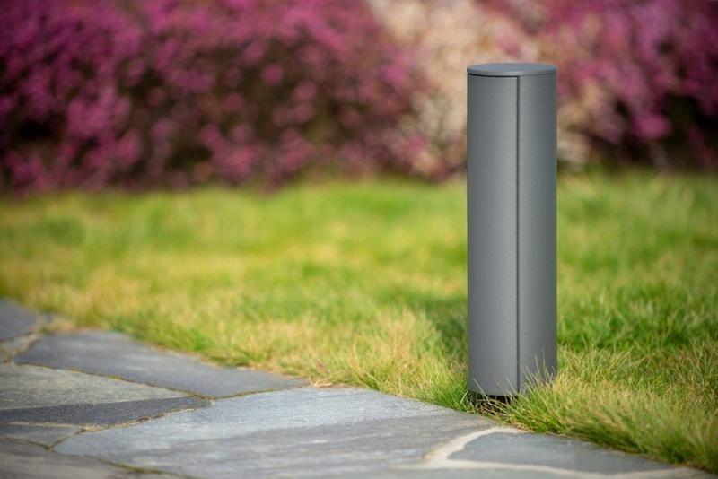 Lucide POWERPOINT - Steckdosensäule für den Außenbereich - Steckdose mit Erdungsstift - Typ E - FR, BE, POL, SVK & CZE Standard - Ø 10 cm - IP44 - Anthrazit