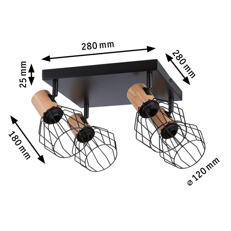 Paulmann 66769 Deckenstrahler Lanka E14 modern 20W dimmbar Schwarz