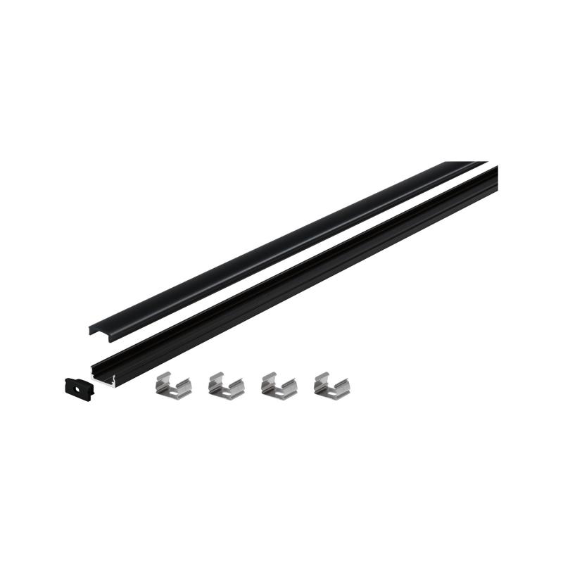 Paulmann 70521 Base Profil mit schwarzem Diffusor 2m schwarz eloxiert/schwarz Alu/Kunststoff