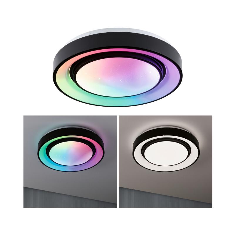 Paulmann 70544 LED Deckenleuchte Rainbow mit Regenbogeneffekt 22W dimmbar Schwarz/Weiß