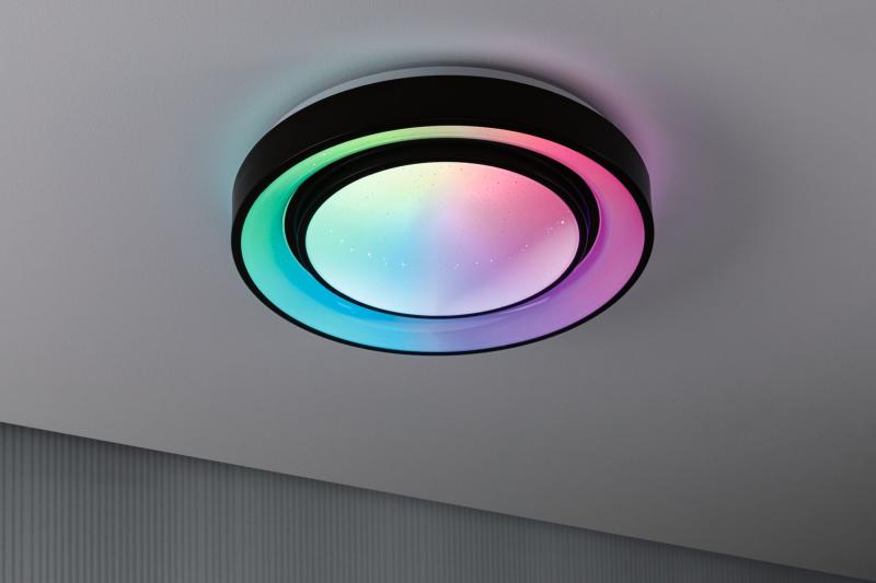 Paulmann 70544 LED Deckenleuchte Rainbow mit Regenbogeneffekt 22W dimmbar Schwarz/Weiß