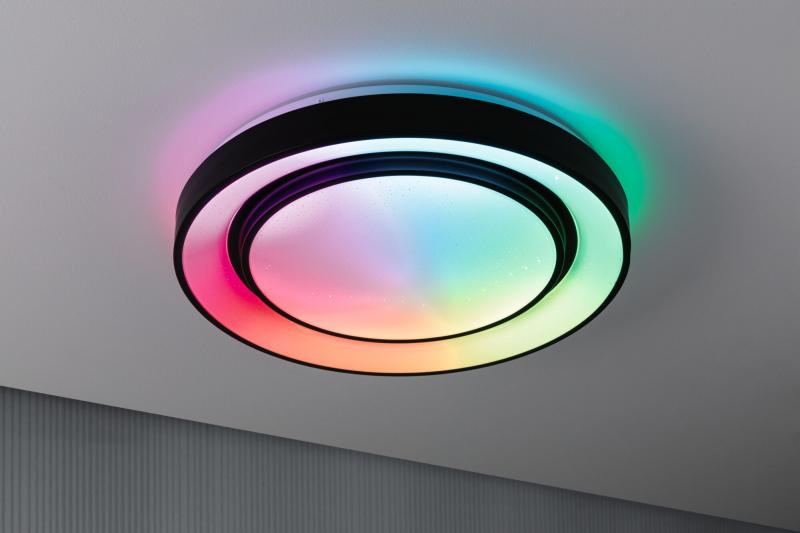 Paulmann 70545 LED Deckenleuchte Rainbow mit Regenbogeneffekt 38,5W dimmbar Schwarz/Weiß