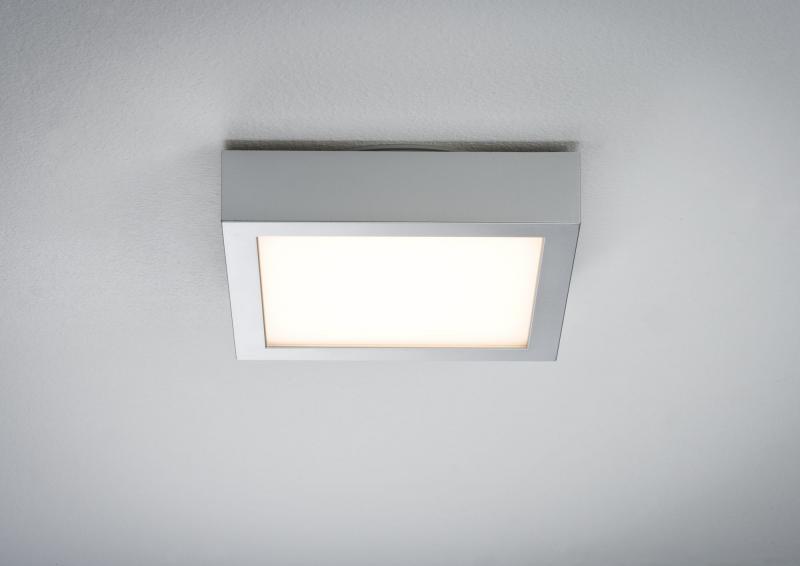 Kleines modernes LED Deckenplanel Lunar 17x17cm von Paulmann 70648 in Chrom Alu