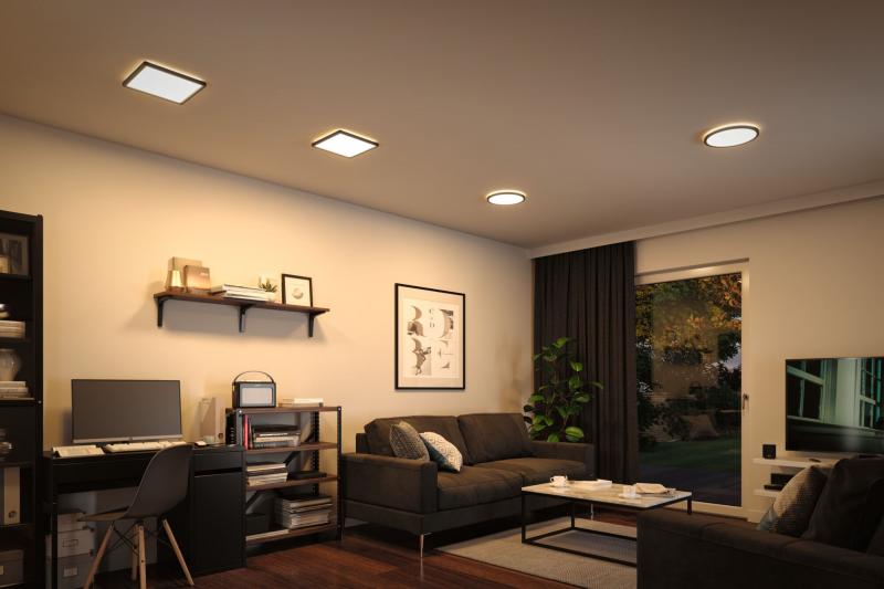 Paulmann Atria Shine LED-Panel 16W 1600 lm 3000K warmweiß nicht dimmbar 293 x 293 mm schwarz