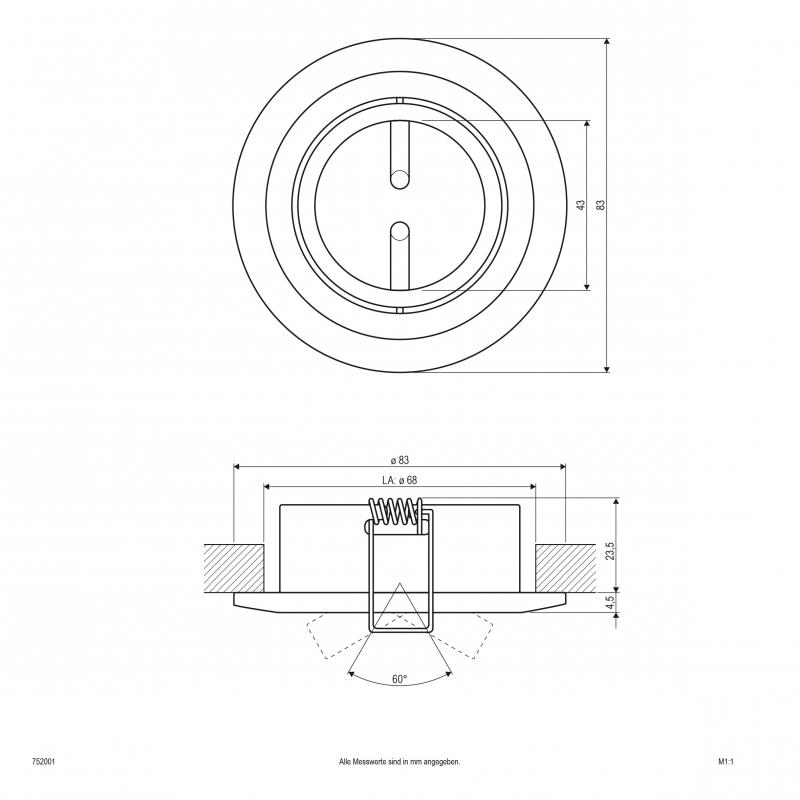 EVN Decken-Einbaustrahler für Niedervolt GU5.3 Leuchtmittel rund schwenkbar weiß IP20 GX5.3 12V EinbauØ68
