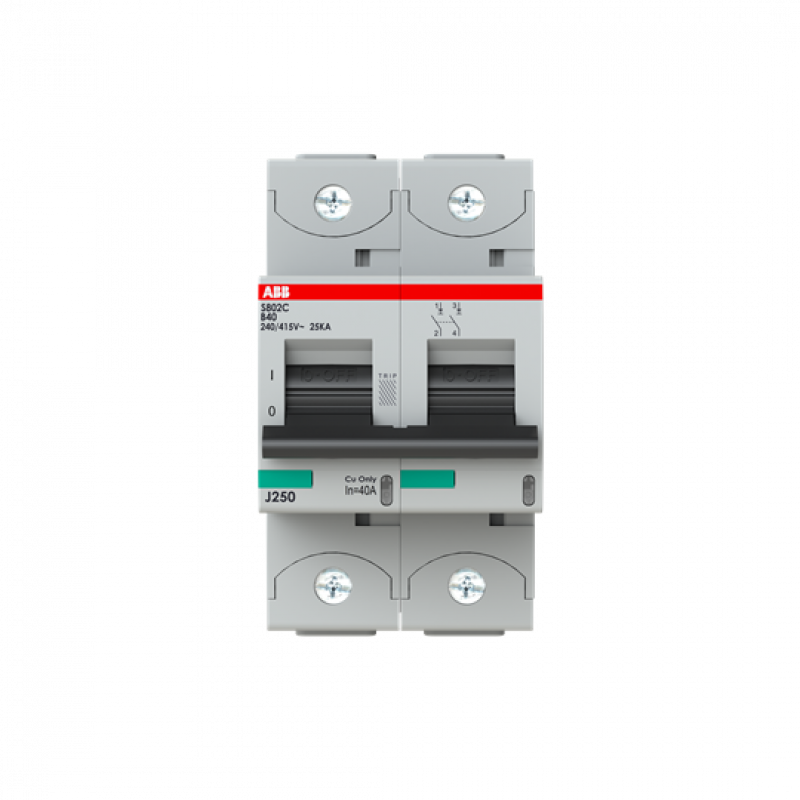 ABB S802C-B40 Hochleistungs-Sicherungsautomat, 40A, B, 415V AC=Icu 25 kA, 2P