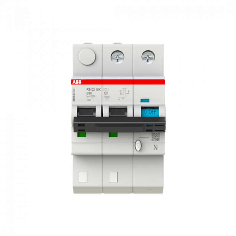 ABB FS402MK-B20/0.03 FI/LS-Schalter 2P+N, 10 A, B-Charak., 20 A, 30 mA Typ F SMISSLINE TP