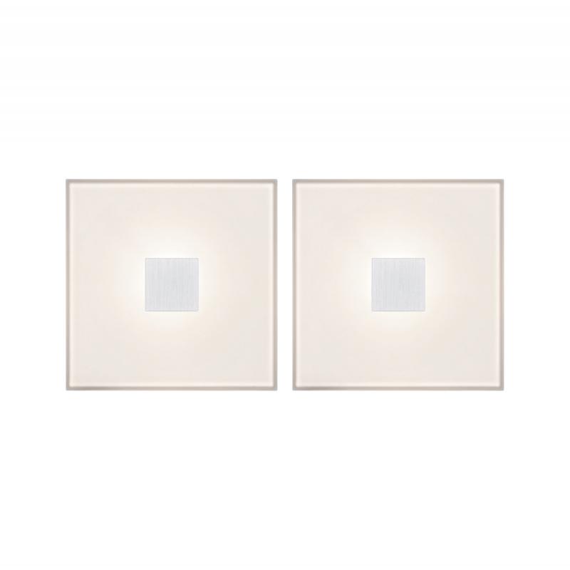 Paulmann 78401 2er-Set LumiTiles LED Fliesen Square 100x10mm 0,8W warmweiß Weiß Kunststoff/Aluminium