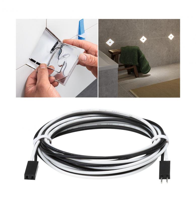 Paulmann 78416 LumiTiles Kabel Square Warmweiß 0,7m 12V Schwarz Kunststoff