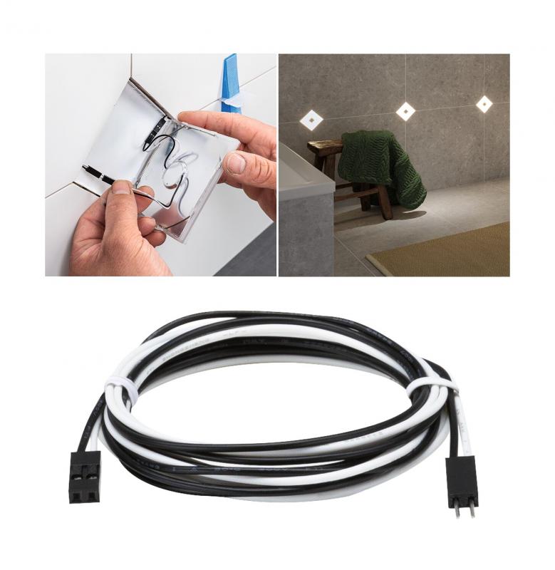 Paulmann 78417 LumiTiles Kabel Square Warmweiß 1,3m Schwarz Kunststoff