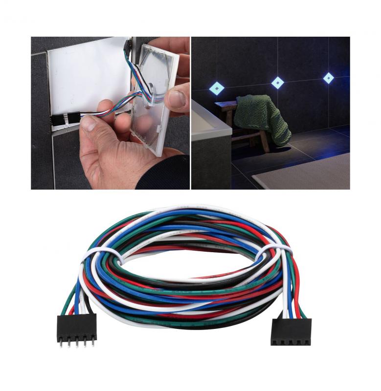 Paulmann 78422 LumiTiles Kabel Square Regenbogen/ Weiß 1,9m Schwarz Kunststoff