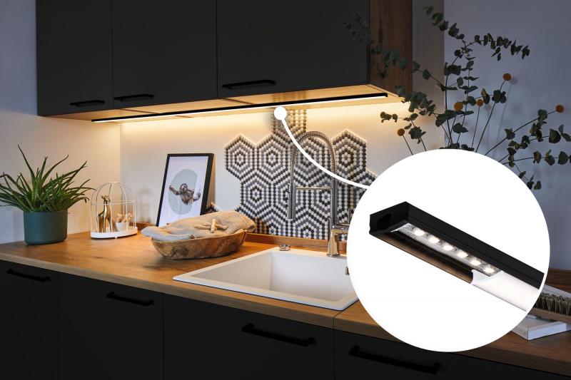 Paulmann 78902 Base Profil mit weißem Diffusor 1m schwarz eloxiert/weiß Alu/Kunststoff