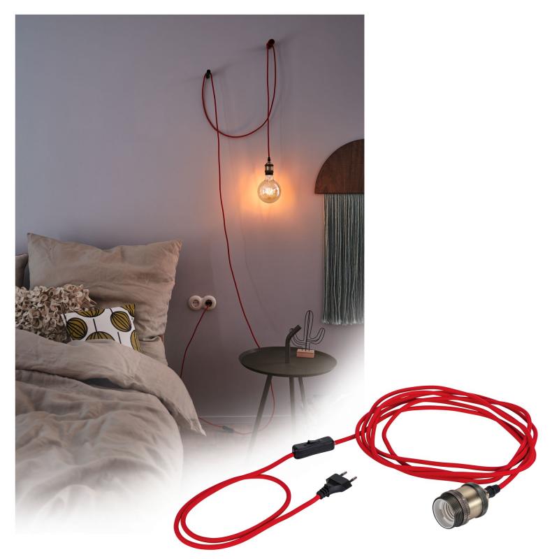 Paulmann 79770 Neordic Eldar Pendelleuchte inkl Stecker max 1x20W E27 Rot/Brüniert 230V Metall