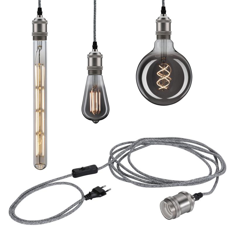 Paulmann 79771 Neordic Eldar Pendelleuchte inkl Stecker max 1x20W E27 Grau/Nickel geb 230V Metal