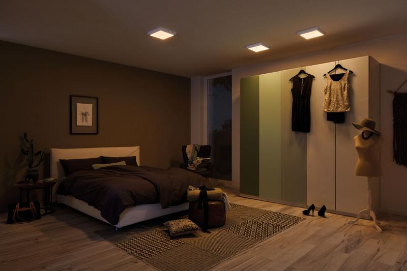 Aktion: Nur noch angezeigter Bestand verfügbar - Universal LED Decken Leuchte Carpo mit WarmDim-Funktion eckig 225x225mm in Weiß Paulmann 79796