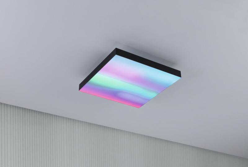Paulmann 79907 LED Panel Velora Rainbow dynamic Regenbogen/ Weiß eckig 295x295mm kaltweiß Schwarz dimmbar