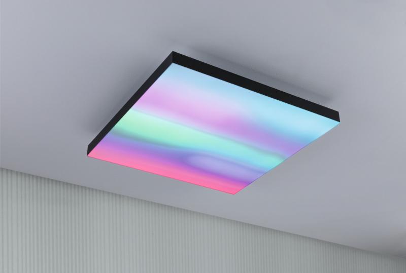 Paulmann 79908 LED Panel Velora Rainbow dynamic Regenbogen/ Weiß eckig 450x450mm kaltweiß Schwarz dimmbar