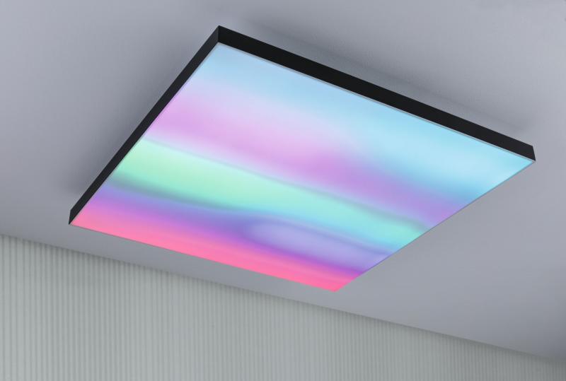 Paulmann 79909 LED Panel Velora Rainbow dynamic Regenbogen/ Weiß eckig 595x595mm kaltweiß Schwarz dimmbar