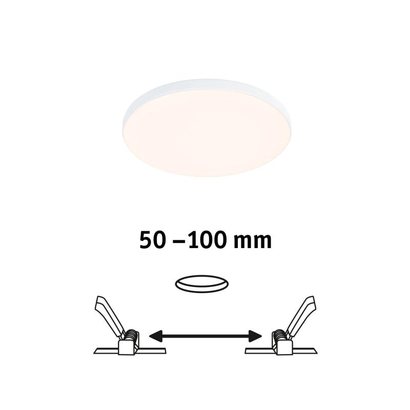 Paulmann 79939 VariFit LED Einbaupanel Veluna Edge schlicht Spritzwasser geschützt rund 120mm warmweiß Weiß