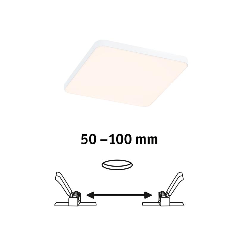 Paulmann 79942 VariFit LED Einbaupanel Veluna Edge schlicht Spritzwasser geschützt eckig 120x120mm warmweiß Weiß