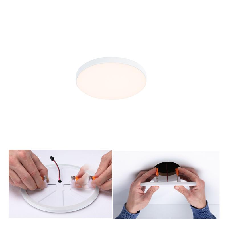 Paulmann 79944 VariFit LED Einbaupanel Veluna Edge schlicht Spritzwasser geschützt rund 90mm warmweiß Weiß dimmbar