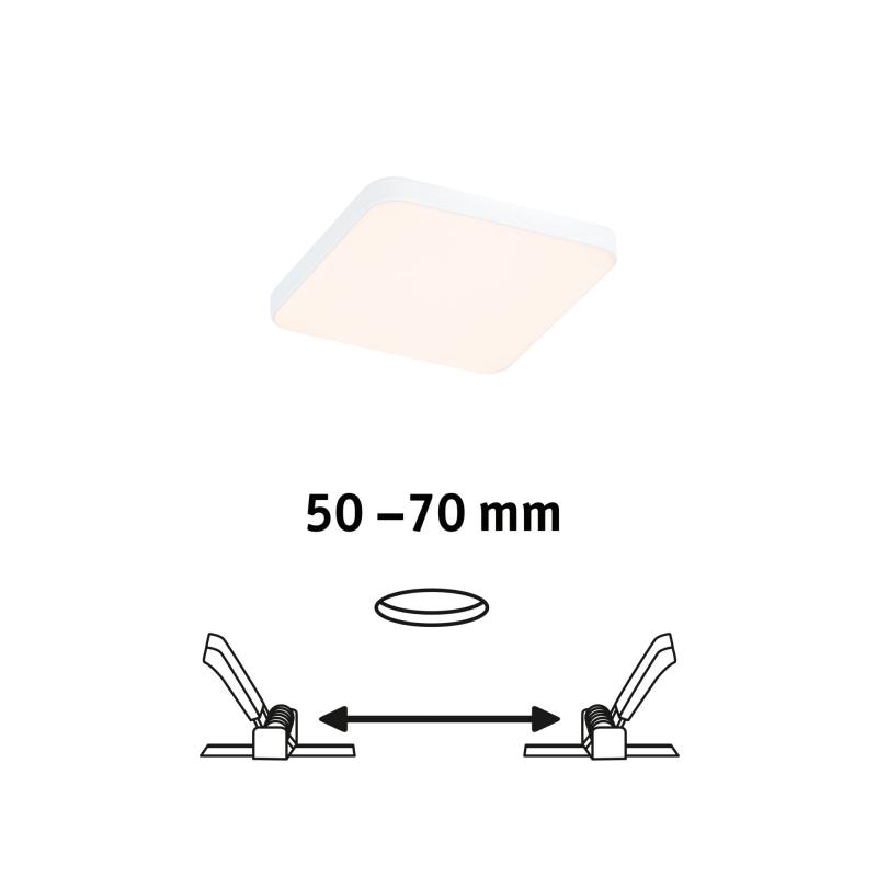 Paulmann 79947 VariFit LED Einbaupanel Veluna Edge schlicht Spritzwasser geschützt eckig 90x90mm warmweiß Weiß dimmbar
