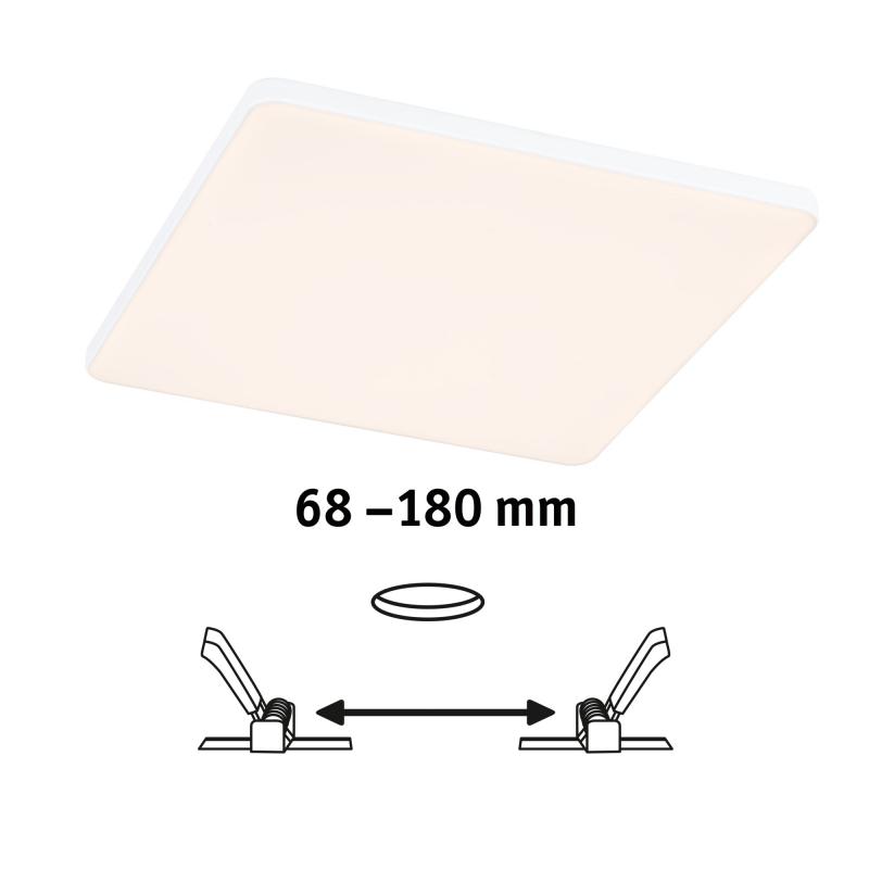 Paulmann 79949 VariFit LED Einbaupanel Veluna Edge schlicht Spritzwasser geschützt eckig 200x200mm warmweiß Weiß dimmbar