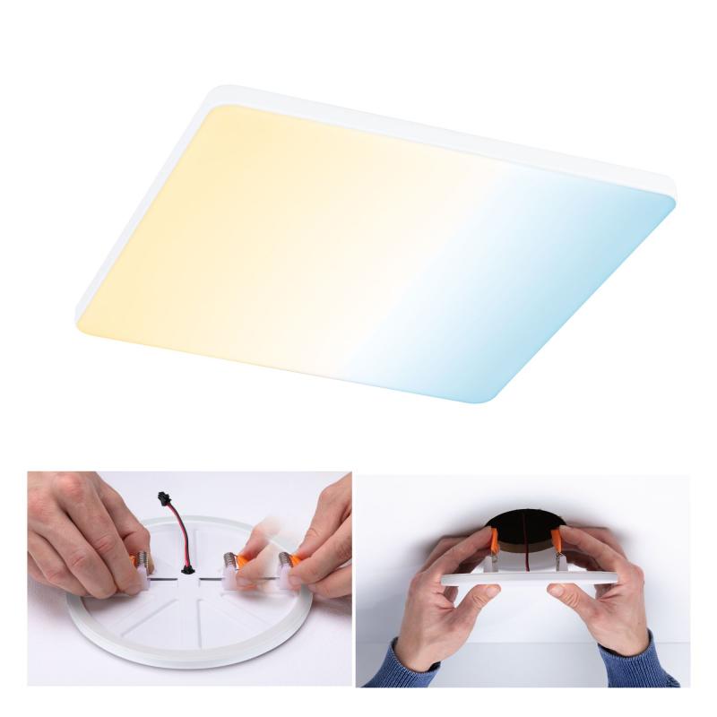 Paulmann 79959 VariFit LED Einbaupanel Smart Home Zigbee Veluna Edge schlicht Spritzwasser geschützt eckig 200x200mm Tunable White Weiß dimmbar