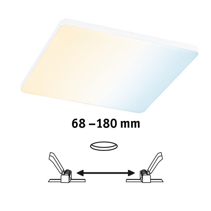 Paulmann 79959 VariFit LED Einbaupanel Smart Home Zigbee Veluna Edge schlicht Spritzwasser geschützt eckig 200x200mm Tunable White Weiß dimmbar