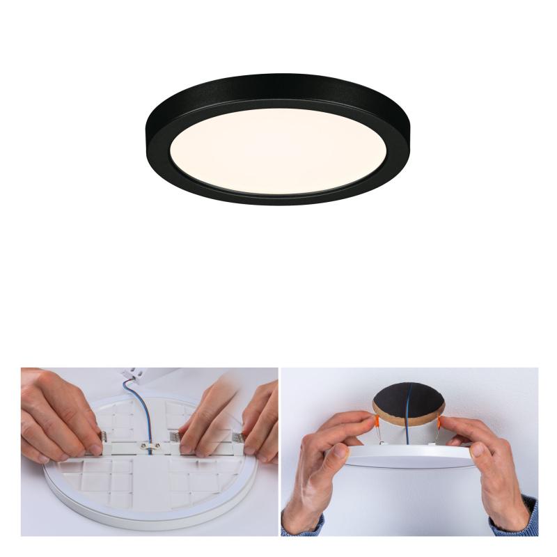 Paulmann 79960 VariFit LED Einbaupanel Areo schlicht Spritzwasser geschützt rund 118mm warmweiß Schwarz
