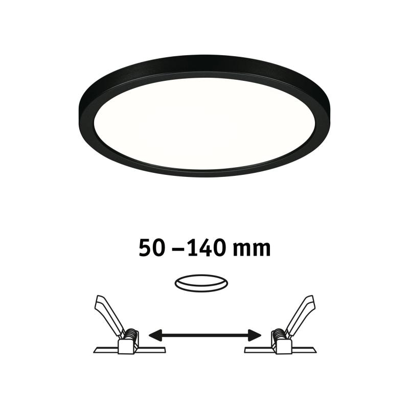 Paulmann 79963 VariFit LED Einbaupanel Areo schlicht Spritzwasser geschützt rund 175mm neutralweiß Schwarz