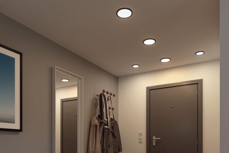 Paulmann 79963 VariFit LED Einbaupanel Areo schlicht Spritzwasser geschützt rund 175mm neutralweiß Schwarz