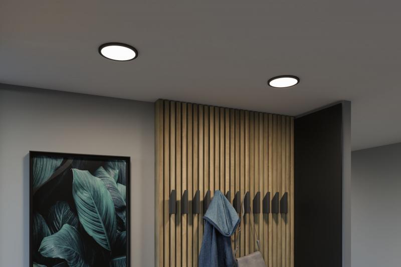 Paulmann 79963 VariFit LED Einbaupanel Areo schlicht Spritzwasser geschützt rund 175mm neutralweiß Schwarz